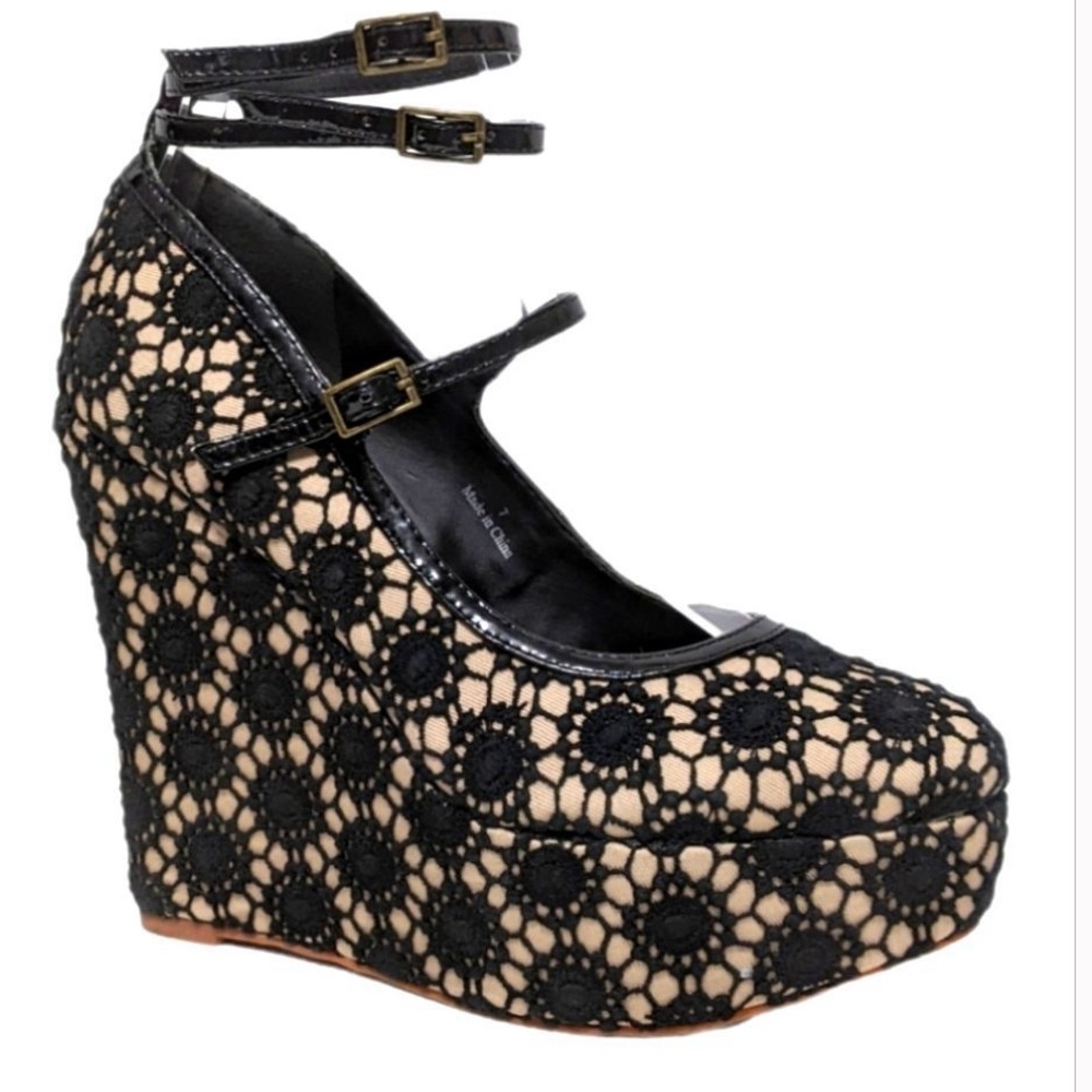 FARYL by farylrobin x Free People Cambridge Crochet Lace Platform Wedges